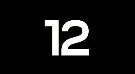 Bold numeral twelve on a stark black background creating visual impact for design projects