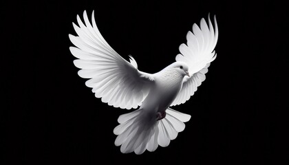 Obraz premium Elegant white dove on a black background