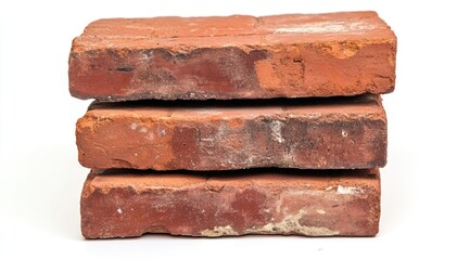 Stack of three rustic red bricks