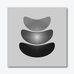 Abstract Minimalist Monochrome Curved Shapes Stack Background with Gradient and Grain Texture