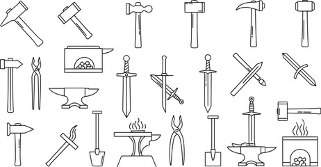 Obraz premium Blacksmith Tools and Equipment Forging Metal Objects