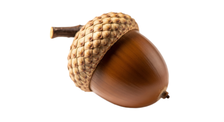 A single acorn with a brown cap on transparent background, png