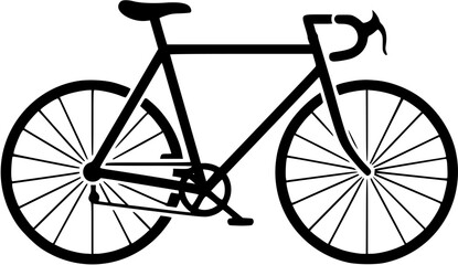 Road bike black silhouette icon, cycling transportation symbol in simple style.