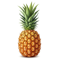 Fototapeta premium Whole Fresh Pineapple with Crown Leaves Closeup