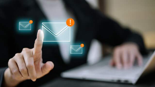 Business Email Notification Alert Icons on Laptop