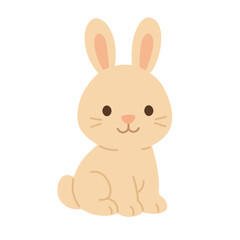 Cute beige rabbit sitting, flat vector cartoon illustration, isolated adorable farm animal