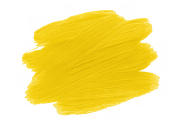 Yellow paint brush stroke creating an abstract smear, vibrant acrylic texture, artistic background element, transparent