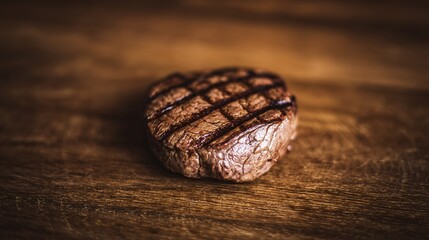 ribeye. Juicy fillet steak with perfect grill marks, showcasing rich textures under warm lighting. menu design, packaging mockups, designed for culinary blogs and recipe cards for restaurants.