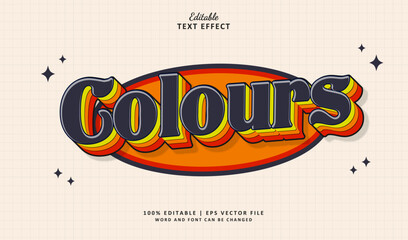 Colours Editable Text Effect Style 3d Vintage Colourful