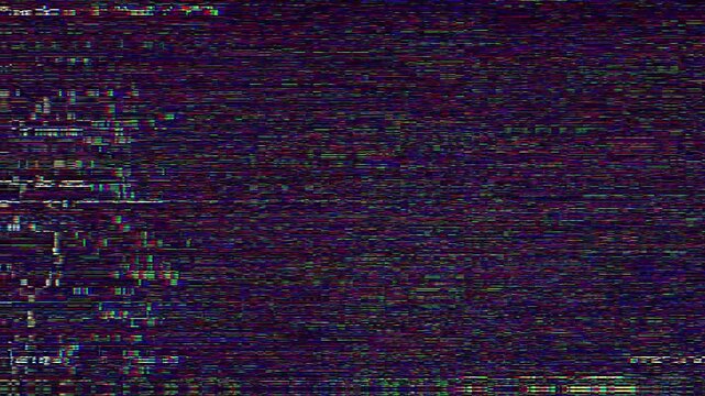 Dynamic digital interference background showcasing a chaotic visual texture with vibrant pixelated static and corrupted data streams, conveying technological disruption and error 4K Motion Animations