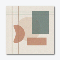 Abstract Minimalist Geometric and Organic Shapes Composition with Earthy Muted Colors and Vertical Lines