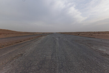 road to the desert in Turkmenistan