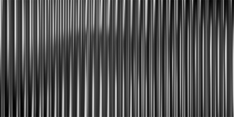 Obraz premium Black ribbed glass background with effect texture in 3D gradient and line crystal light. Abstract pattern in vertical panel with transparent prism wave. Vector frosted design.