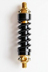 Black motorcycle shock absorber with gold accents (1)