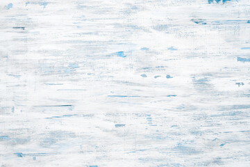 Light blue and white painted wooden texture background with brush strokes, rustic style, copy space