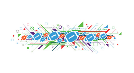 Vibrant football design featuring modern geometric accents, perfect for spirited sports branding and energetic event promotions with a playful dynamic feel