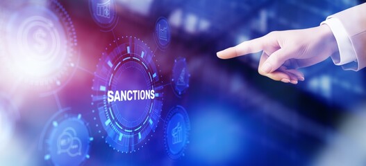Economic sanctions as political pressure tool with financial restrictions and trade limitations