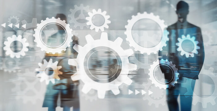 Gears on a blurred office background, gears concept