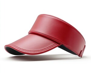 Red faux-leather visor hat