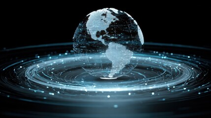 Digital Globe with Data Waves and Global Connectivity in a Futuristic Design
