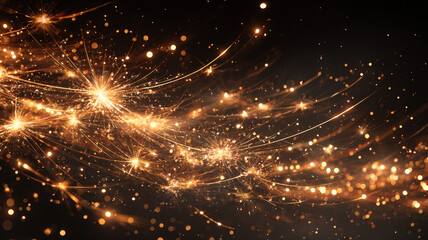 Dynamic Golden Light Trails And Sparks Flowing Diagonally Creating Magical Festive Firework Motion Blur Effect