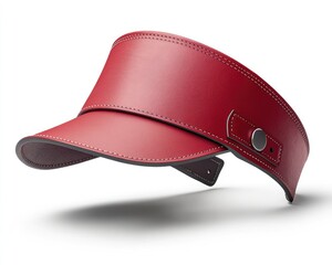 Red leather visor cap,  stylish and modern