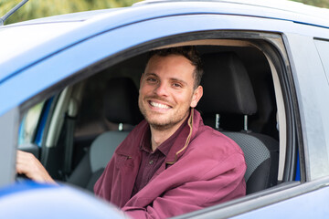 Young caucasian man at outdoors
