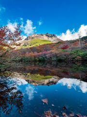 紅葉の逆さ茶臼（ひょうたん池）