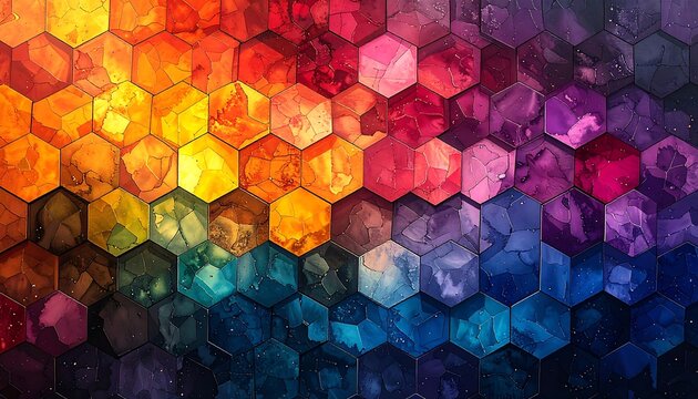 Colorful, abstract hexagon pattern