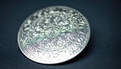 Silver Guilloch? Disc with Radial Swirl Pattern