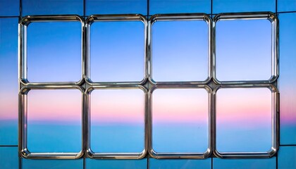 Reflective Chrome Bevel Window Panes with Sky Gradient
