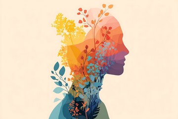 Silhouette of a Human Head Filled With Nature Illustration