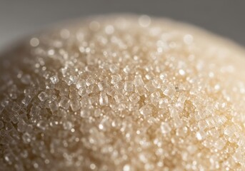 Closeup of granulated sugar crystals isolated on white background
