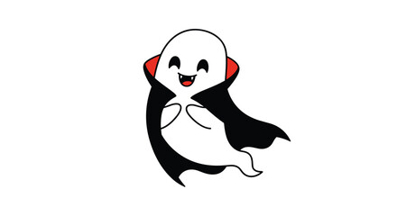 Fototapeta premium This cute ghost is dressed up as a vampire for Halloween.