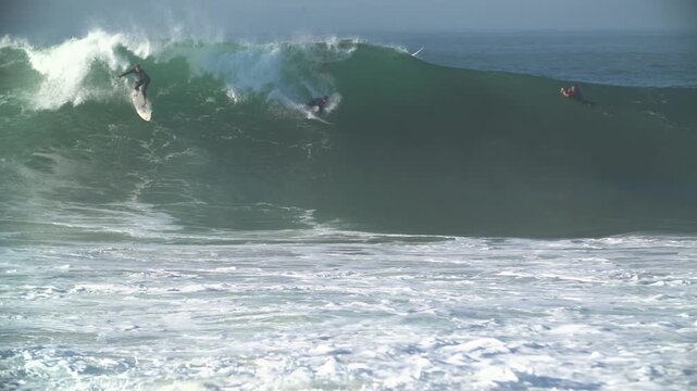 Surfer getting a closeout barrel at The Wedge, Newport beach California