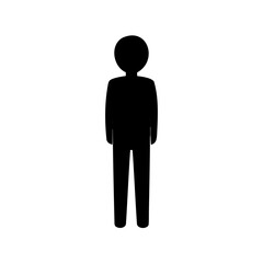 Silhouette of a person standing against a white background, minimalist representation
