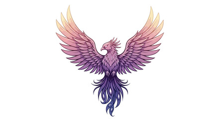 Obraz premium Majestic phoenix rising with vibrant wings, a symbol of rebirth and strength perfect for fantasy art, gaming designs, and compelling branding projects