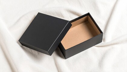 Black Rigid Drawer Box Half Open on Soft White Cloth