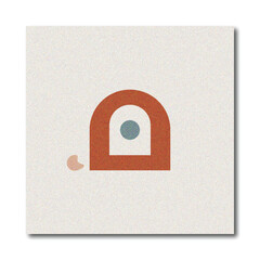 Abstract Minimalist Geometric Lock Shape Design with Terracotta and Muted Blue Colors
