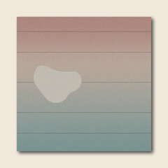 Abstract Minimalist Sunset Gradient Background with Horizontal Stripes and Organic White Shape