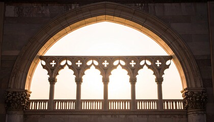 Ornate Stone Archway Silhouette at Sunset