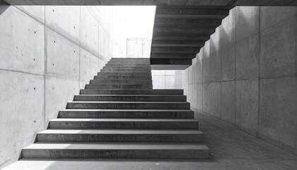Fototapeta premium Geometric Concrete Staircase Architecture Minimalist Gray Scale