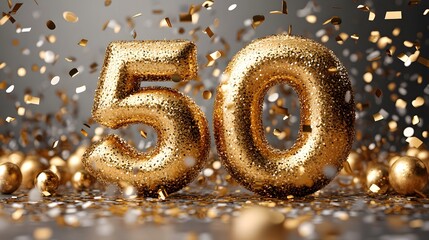 Celebrating a milestone with golden decorations for a 50th birthday party