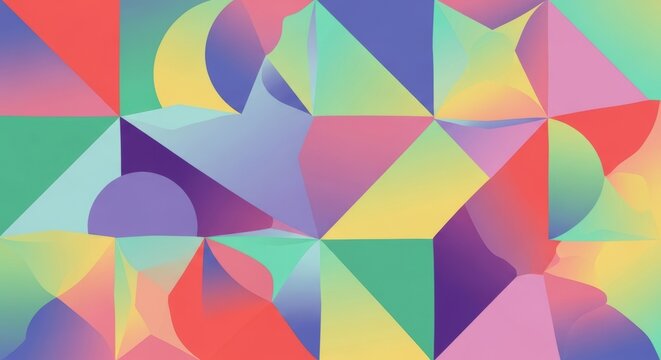 Abstract geometric pattern with soft pastel gradient colors and flowing shapes - Powered by Adobe
