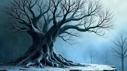 Artistic image display of withered trees