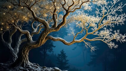 Exhibition of artistic scenes in the forest