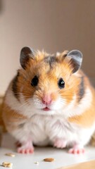 Adorable Hamster Portrait - A Close-Up of a Golden Syrian Hamster.
