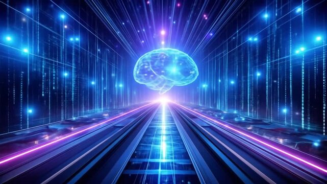 AI Brain Power: Digital Neural Network Connection