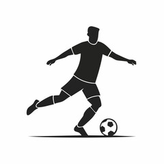 Naklejka premium icon Silhouette of soccer player kicking ball in mid-air action