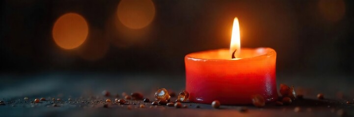 Dripping Candlelight Warm, inviting close-up of a melting wax candle creating a dramatic, relaxing atmosphere. Perfect for concepts of comfort, meditation, and the passage of time.